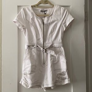LF brand white denim romper with belt